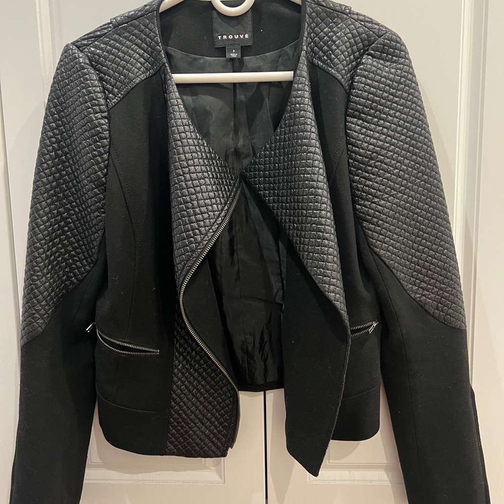 Faux leather and fabric jacket
